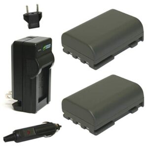 wasabi power battery (2-pack) and charger for canon nb-2l, nb-2lh, bp-2l5, bp-2lh and canon dc301, dc310, dc320, dc330, dc410, dc420, elura 40, 50, 60, 65, 70, 80, 85, 90, eos 350d, 400d, digital rebel xt, xti, fv500, fvm20, fvm30, fvm100, fvm200, hg10, h