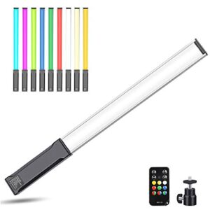 hagibis rgb handheld led video light wand stick photography light 9 colors,with built-in rechargable battery and remote control,1000 lumens adjustable 3200k-5600k,hot shoe adapter included..