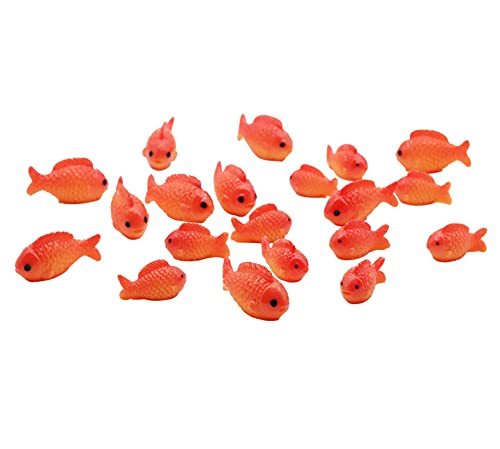 20 Pcs Resin Red Goldfish Mini Goldfish Figurines Fairy Garden Miniature Moss Landscape DIY Terrarium Crafts Ornament Accessories for Home Décor