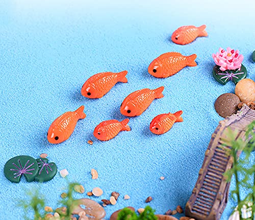 20 Pcs Resin Red Goldfish Mini Goldfish Figurines Fairy Garden Miniature Moss Landscape DIY Terrarium Crafts Ornament Accessories for Home Décor