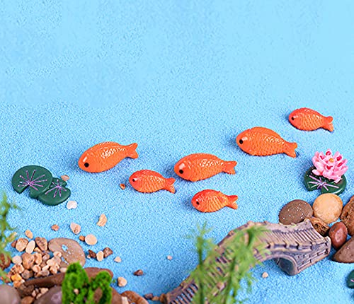 20 Pcs Resin Red Goldfish Mini Goldfish Figurines Fairy Garden Miniature Moss Landscape DIY Terrarium Crafts Ornament Accessories for Home Décor