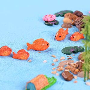 20 Pcs Resin Red Goldfish Mini Goldfish Figurines Fairy Garden Miniature Moss Landscape DIY Terrarium Crafts Ornament Accessories for Home Décor