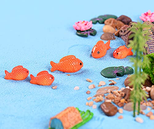 20 Pcs Resin Red Goldfish Mini Goldfish Figurines Fairy Garden Miniature Moss Landscape DIY Terrarium Crafts Ornament Accessories for Home Décor