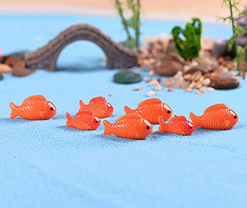 20 Pcs Resin Red Goldfish Mini Goldfish Figurines Fairy Garden Miniature Moss Landscape DIY Terrarium Crafts Ornament Accessories for Home Décor