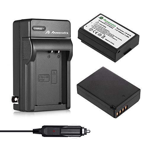 Powerextra 2 Pack LP-E10 Battery and Charger Compatible with Canon Rebel T3 T5 T6 T7 Kiss X50 Kiss X70 1100D 1200D1300D 2000D 1500D Digital Cameras