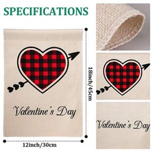 2 Pieces 12 x 18 Inch Holiday Garden Flags, Valentine's Day Garden Flag Buffalo Plaid Heart Garden Flag and St. Patrick's Day Shamrock Garden Flag for Valentine's Day Holiday Party Decoration