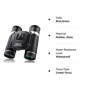 200x25 Compact Binoculars for Adults and Kids, High Powered Mini Pocket Binoculars, Waterproof Small Binoculars for Bird Watching, Hunting, Traveling, Sightseeing, Concert, Theater, Opera