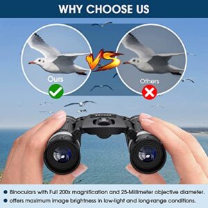 200x25 Compact Binoculars for Adults and Kids, High Powered Mini Pocket Binoculars, Waterproof Small Binoculars for Bird Watching, Hunting, Traveling, Sightseeing, Concert, Theater, Opera