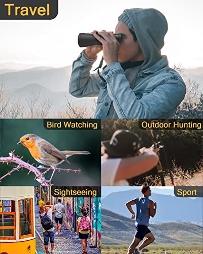 GOANDO 20x50 Binoculars for Adults and Kids High Power Compact Binoculars Large Waterproof Binoculars with Low Light Night Vision for Hunting Bird Watching Travel Sightseeing Outdoor Sports, Black