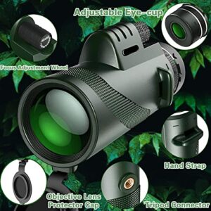 80x100 HD Monocular Telescope, High Power Monocular for Adults with Smartphone Adapter & Tripod, for Camping and Concerts Bird Watching Wildlife Camping Hiking