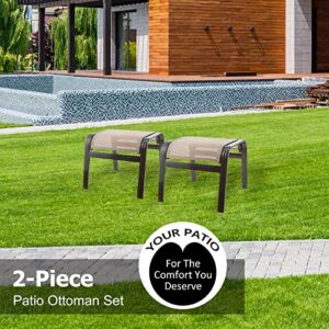 2O2OUP Summerville Outdoor Ottomans Textliene Patio Furniture Small Seating Furniture Aluminum Metal Footstools for Rest Set of 2