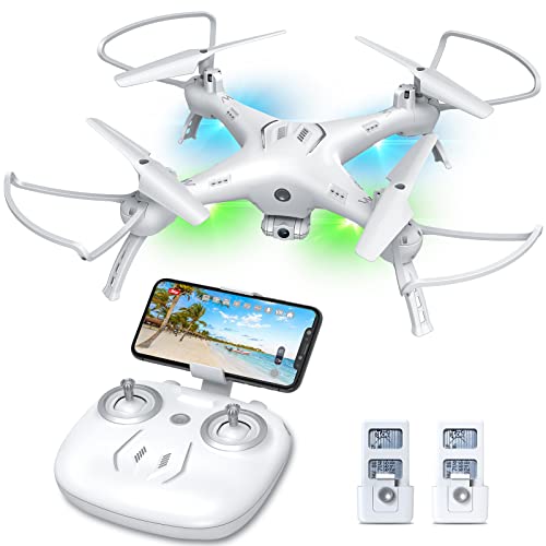 Drones with Camera for Adults/Kids/Beginners - 1080P 120° Wide-Angle Drone with Camera, Drones for Kids with Remote/APP/Voice, Drone for Beginners with 1 Key Fly/Land, Drones for Adults with 360°Flip 2 Batteries Long Flight, Boys/Girls Gift Ideas