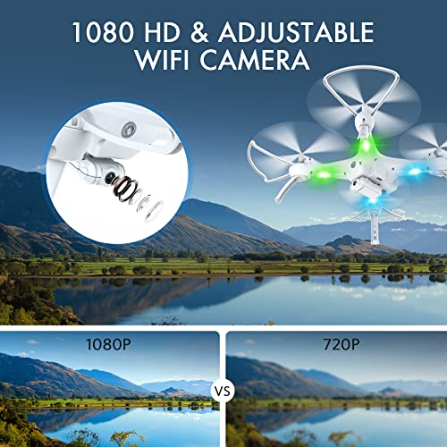 Drones with Camera for Adults/Kids/Beginners - 1080P 120° Wide-Angle Drone with Camera, Drones for Kids with Remote/APP/Voice, Drone for Beginners with 1 Key Fly/Land, Drones for Adults with 360°Flip 2 Batteries Long Flight, Boys/Girls Gift Ideas