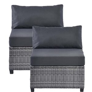 RADIATA Conversation Sets Outdoor Patio Furniture Sofa Set Table Gray PE Rattan Wicker Conversation Sets (2pcs Armless,Dark Grey)