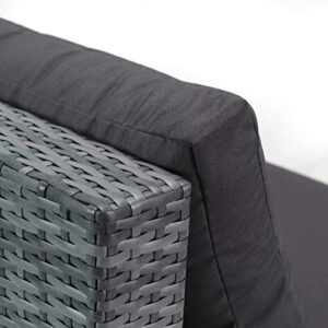 RADIATA Conversation Sets Outdoor Patio Furniture Sofa Set Table Gray PE Rattan Wicker Conversation Sets (2pcs Armless,Dark Grey)