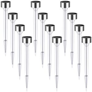 QEEPGG Solar Outdoor Lights, 12pcs Solar Lights Waterproof, Stainless Steel Lampshade LED Light, White Solar Landscape Lights for Lawn, Patio, Yard, Walkway, Driveway and Garden