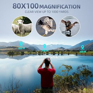 Monocular Telescope - 80x100 Small Monoculars for Adults High Powered, Night Vision Compact Monocular for Smartphone Adapter, Handheld Telescope with Tripod for Bird Watching Hunting Camping Travel