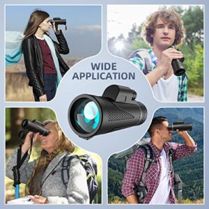 Monocular Telescope - 80x100 Small Monoculars for Adults High Powered, Night Vision Compact Monocular for Smartphone Adapter, Handheld Telescope with Tripod for Bird Watching Hunting Camping Travel