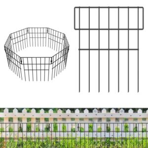 19 pack animal barrier fence – no dig garden decorative fence rustproof metal wire panel border for dog rabbits ground stakes defence and outdoor patio, t shape. total length 17 in(h) x 20.6 ft(l)