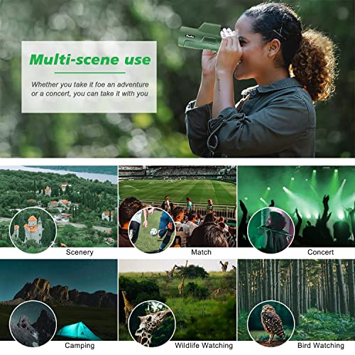 12x50 Monocular Telescope for Adults with Smartphone Adapter Tripod Hand Strap, Lightweight High Power BAK-4 Prism & FMC Lens Monoculars for Bird Watching Hunting Camping Hiking Travel Scenery