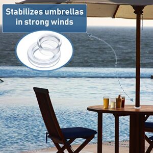 2 Inch Patio Table Umbrella Hole Ring with Cap Set Silicone Transparent Umbrella Thicker Hole Ring Plug and Cap Set for Outdoor Patio Garden Beach Table Umbrella Plug (Clear,2 Sets)