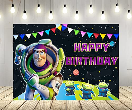 Outspace Backdrop for Birthday Party Supplies Buzz Lightyear Baby Shower Banner for Birthday Party Decoration 5x3ft