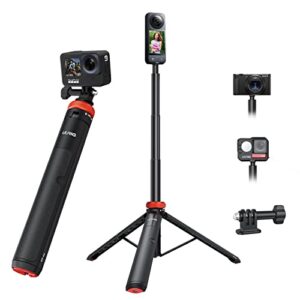 uurig 52″ extendable camera tripod for insta360 x3 x2 selfie stick tripod with 1/4″ screw mini portable camera stand tripod for gopro max hero 11 10 9 8 7 6 5/dji osmo/akaso/sjcam/action camera
