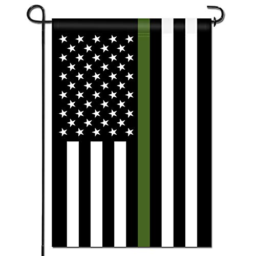 ANLEY Double Sided Premium Garden Flag, Thin Green Line USA Decorative Garden Flags - Weather Resistant & Double Stitched - 18 x 12.5 Inch