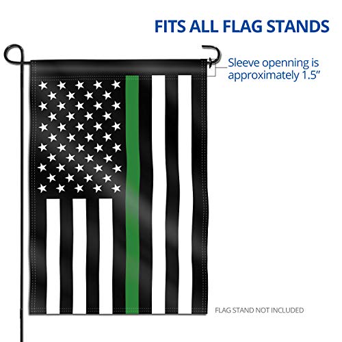 ANLEY Double Sided Premium Garden Flag, Thin Green Line USA Decorative Garden Flags - Weather Resistant & Double Stitched - 18 x 12.5 Inch