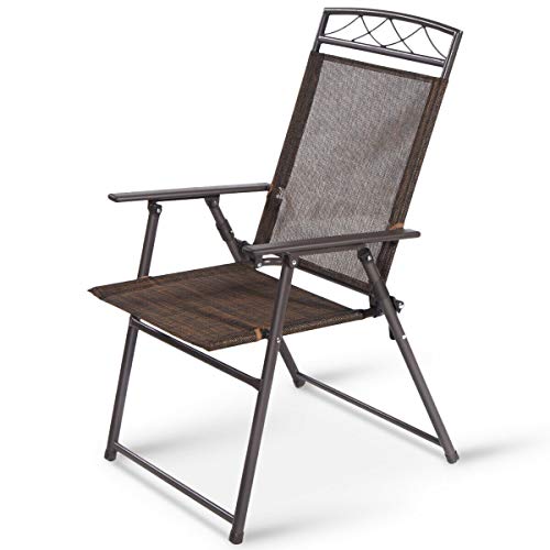 Giantex Set of 4 Patio Folding Sling Chairs Steel Camping Deck Garden Pool Backyard Chairs