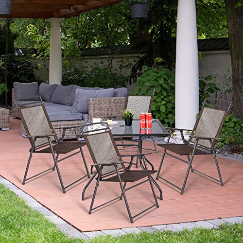 Giantex Set of 4 Patio Folding Sling Chairs Steel Camping Deck Garden Pool Backyard Chairs