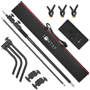 LOMTAP C Stand Light Stand Photography Kit - Heavy Duty 10.8ft/330cm Vertical Pole, 4.2ft/128cm Boom Arm, Upgraded Adjustable Base, Water Sandbag, 2 Grip Heads, 3 Clips - Century Stand for Softbox