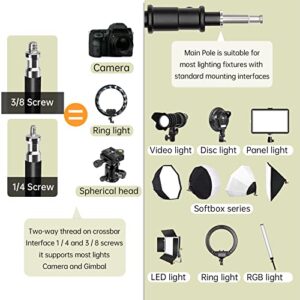 LOMTAP C Stand Light Stand Photography Kit - Heavy Duty 10.8ft/330cm Vertical Pole, 4.2ft/128cm Boom Arm, Upgraded Adjustable Base, Water Sandbag, 2 Grip Heads, 3 Clips - Century Stand for Softbox