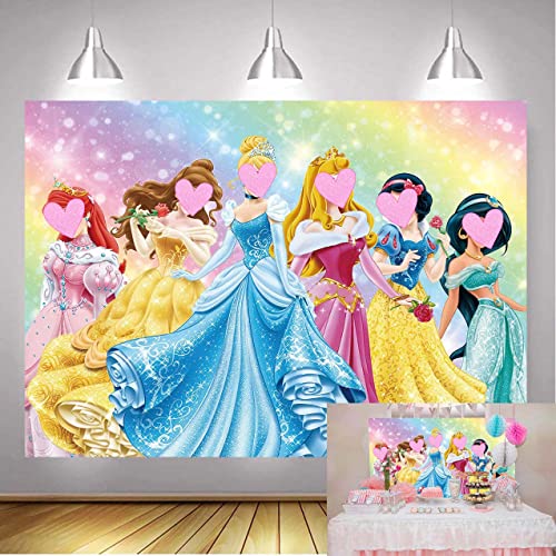 Princess Theme Photography Backdrop Princess Girl Dream Birthday Party Decoration Fantasy Princess Birthday Banner（7x5FT）