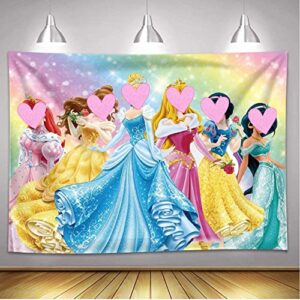 Princess Theme Photography Backdrop Princess Girl Dream Birthday Party Decoration Fantasy Princess Birthday Banner（7x5FT）