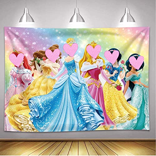 Princess Theme Photography Backdrop Princess Girl Dream Birthday Party Decoration Fantasy Princess Birthday Banner（7x5FT）