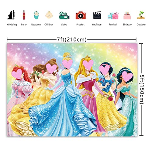 Princess Theme Photography Backdrop Princess Girl Dream Birthday Party Decoration Fantasy Princess Birthday Banner（7x5FT）