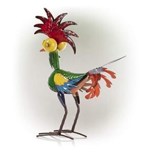 Alpine Corporation 18" Tall Indoor/Outdoor Wacky Metal Rooster Yard Statue Decoration