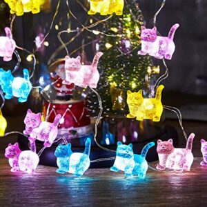 BELNIAK Cute Cat Decorative Lights Gifts Outdoor Fairy Lights Kitty Novelty Lighting 20LEDs 8.5ft Battery Operated Unique String Lights for Bedroom Garden Wedding Patio Xmas Camping Party Decor