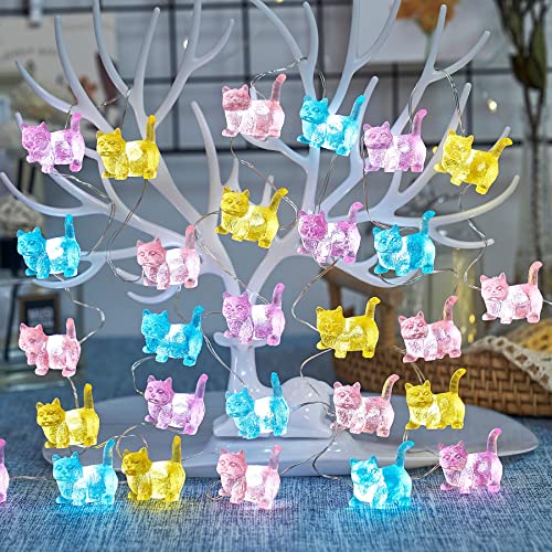 BELNIAK Cute Cat Decorative Lights Gifts Outdoor Fairy Lights Kitty Novelty Lighting 20LEDs 8.5ft Battery Operated Unique String Lights for Bedroom Garden Wedding Patio Xmas Camping Party Decor