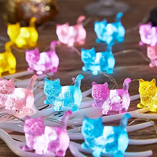 BELNIAK Cute Cat Decorative Lights Gifts Outdoor Fairy Lights Kitty Novelty Lighting 20LEDs 8.5ft Battery Operated Unique String Lights for Bedroom Garden Wedding Patio Xmas Camping Party Decor