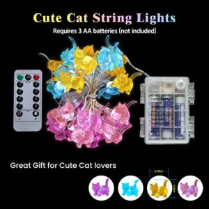 BELNIAK Cute Cat Decorative Lights Gifts Outdoor Fairy Lights Kitty Novelty Lighting 20LEDs 8.5ft Battery Operated Unique String Lights for Bedroom Garden Wedding Patio Xmas Camping Party Decor