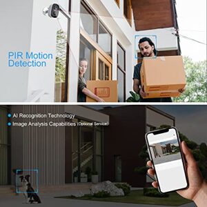 Security Camera Wireless Outdoor, 1080P HD Wireless Rechargeable Battery Powered WiFi Home Surveillance Camera with AI PIR, Waterproof, Night Vision, Motion Detection, 2-Way Audio and SD/Cloud Storage