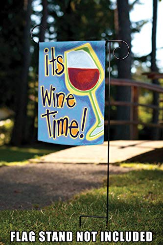 Toland Home Garden 110030 It's Wine Time Party Flag 12x18 Inch Double Sided Party Garden Flag for Outdoor House Flag Yard Decoration