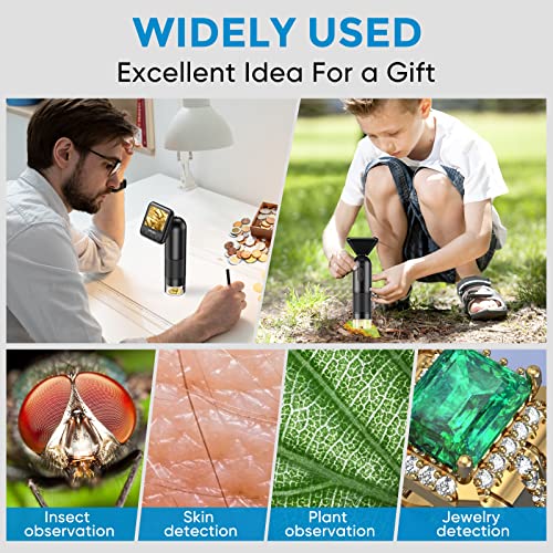 APEXEL Handheld Digital Microscope with 2” LCD Screen, 800X Pocket Portable Microscope for Kids with Adjustable Lights Coins Electronic Magnifier Camera, USB to PC Including SD Card