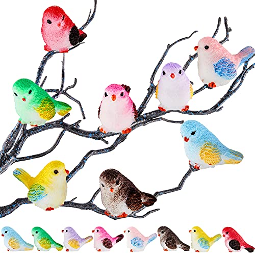 Miniature Bird Figurines Bird Decorative Figurines Dollhouse Simulation Bird Figures Toy Mini Bird Figures Cute Animal Model for Fairy Garden, Miniatures Moss Decoration, Micro Landscape (16 Pieces)