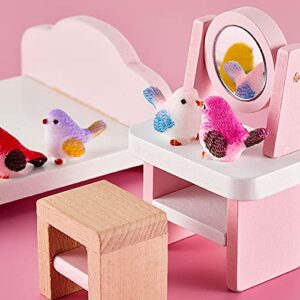 Miniature Bird Figurines Bird Decorative Figurines Dollhouse Simulation Bird Figures Toy Mini Bird Figures Cute Animal Model for Fairy Garden, Miniatures Moss Decoration, Micro Landscape (16 Pieces)