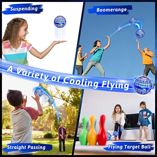 Flying Orb Ball Toys 360°Rotating Soaring Hover Orb Boomerang Spinner Magic LED Light Flying Ball Toys Hand Controlled Spinning Drone Ball Safe for Kids Adults Indoor Outdoor