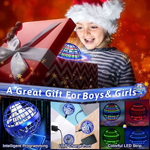 Flying Orb Ball Toys 360°Rotating Soaring Hover Orb Boomerang Spinner Magic LED Light Flying Ball Toys Hand Controlled Spinning Drone Ball Safe for Kids Adults Indoor Outdoor