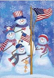 christmas snowman family garden flag 12.5″ x 18″ winter snowflakes small flag decorative double sided flag for winter xmas holiday farmhouse yard outdoor decoration